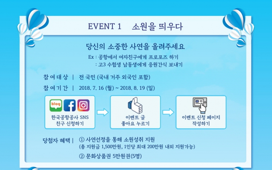 김포공항 국내선, 16일부터 8월 19일까지 온라인에서 소원공모
