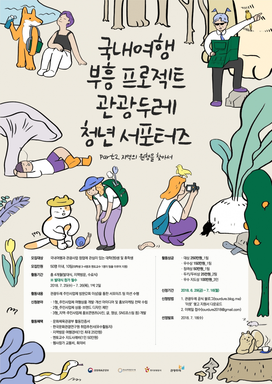 한국문화관광연구원, 국내여행 부흥 프로젝트 2018 관광두레 청년 서포터즈 4기 모집